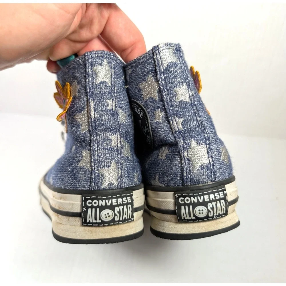 Converse x Laika Coraline Shoes Girls Size 2 Silver Stars Fresh Blueberry Blackb